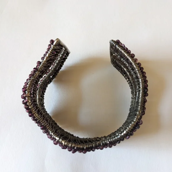 Dark Purple Beaded Wave Bracelet - Picture 7 of 10